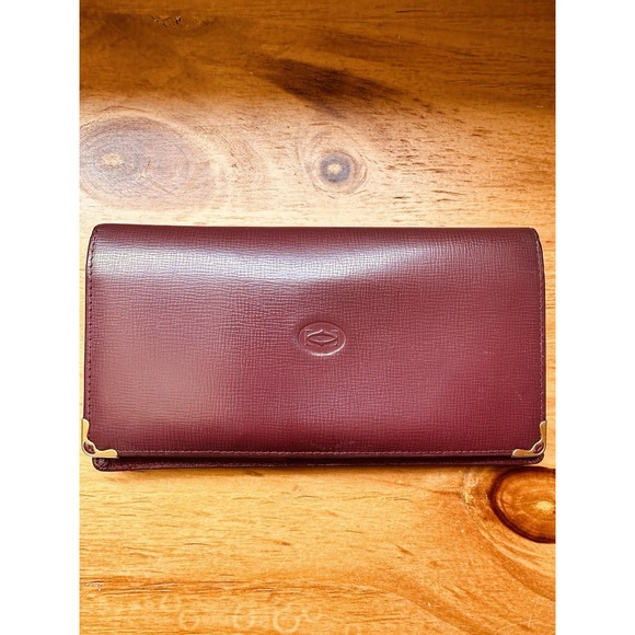 Cartier Other - CARTIER Paris Burgundy Leather Billfold Breast Waller 12‎ Card Holder Pre-owned